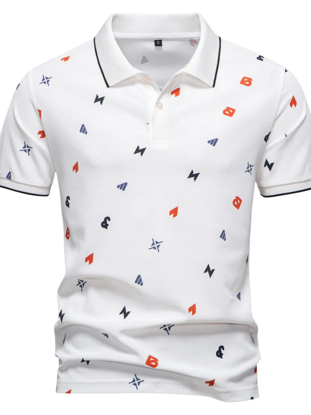 Men's Geometric Print Short Sleeve Polo Shirt, image 6