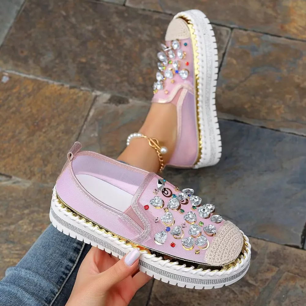 Rhinestone Decor Platform Loafers, image 8