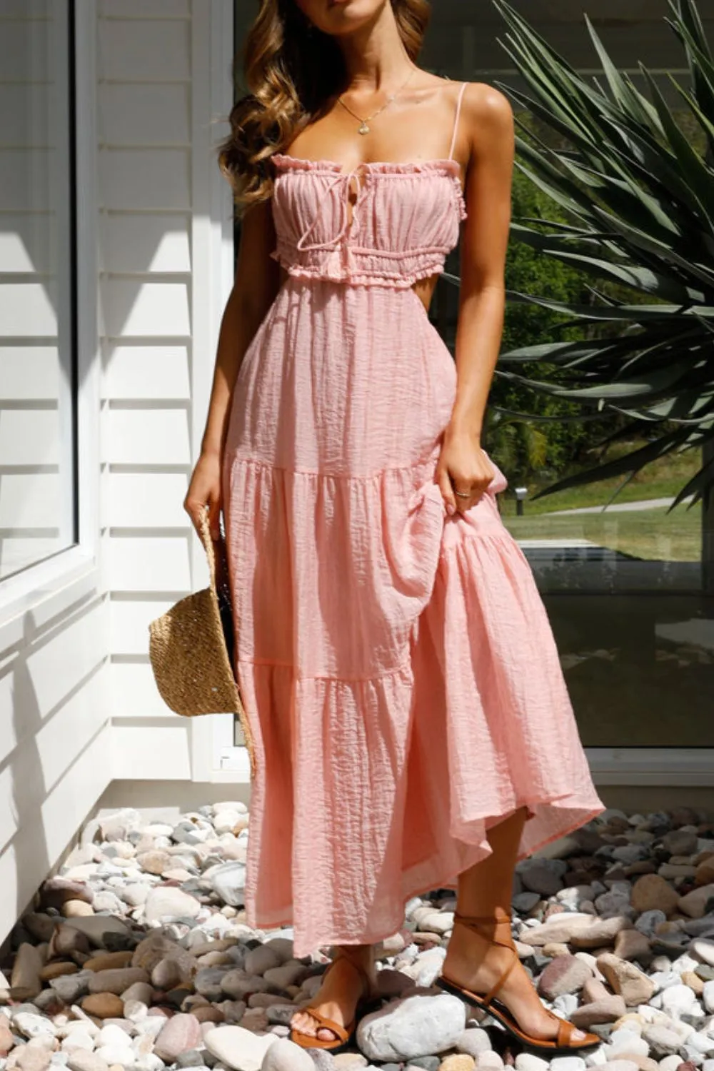 Cutout Square Neck Midi Cami Dress, image 6