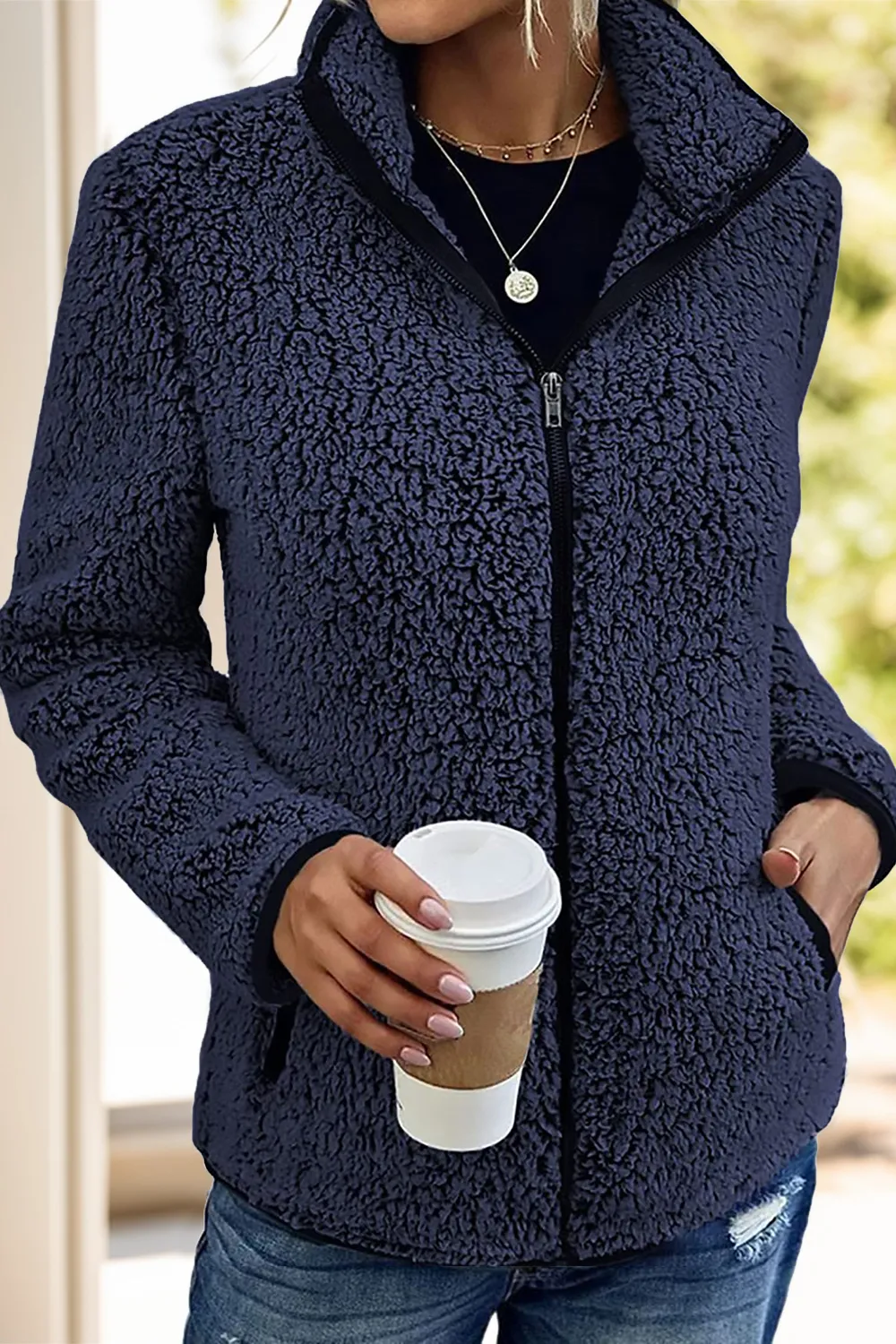 Pocketed Zip Up Turtleneck Jacket, image 8