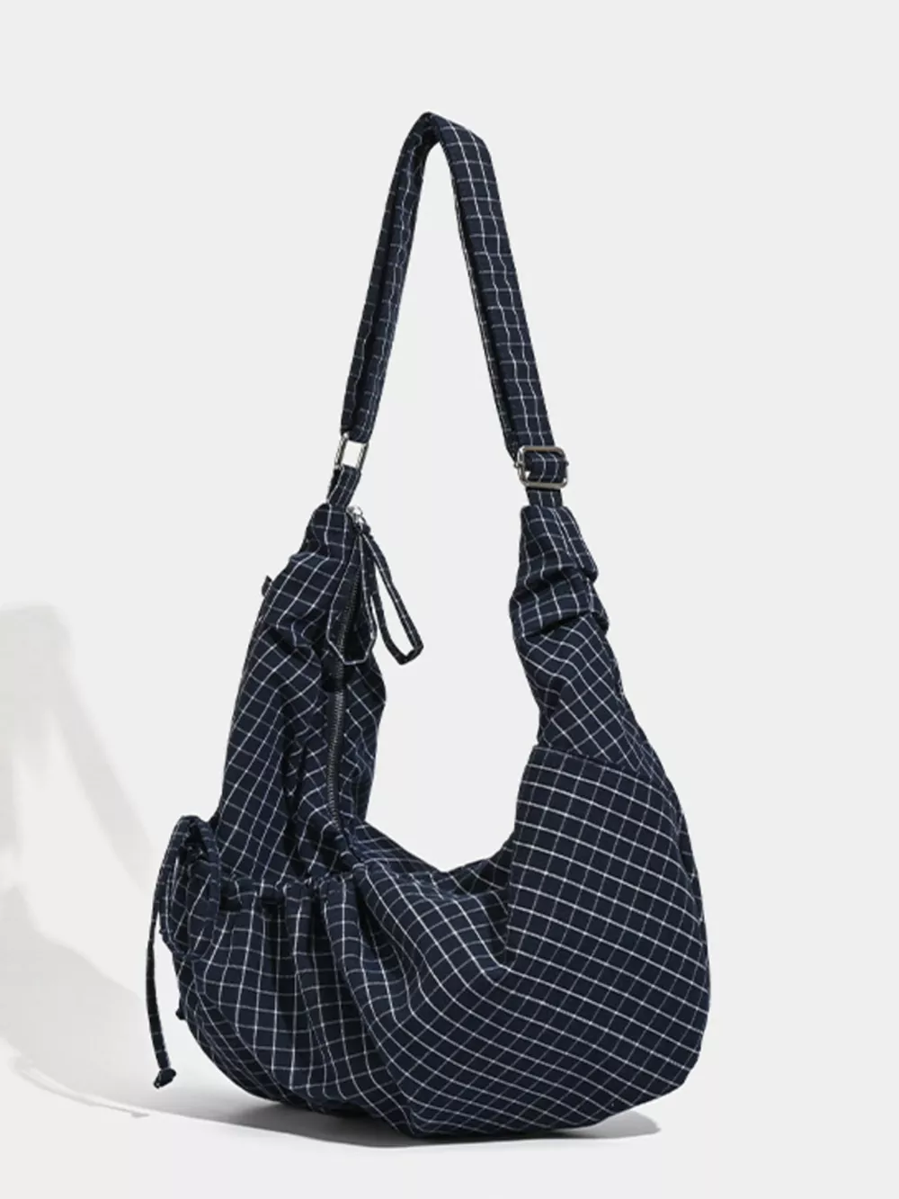 Plaid Pattern Ruched Shoulder Bag, image 4