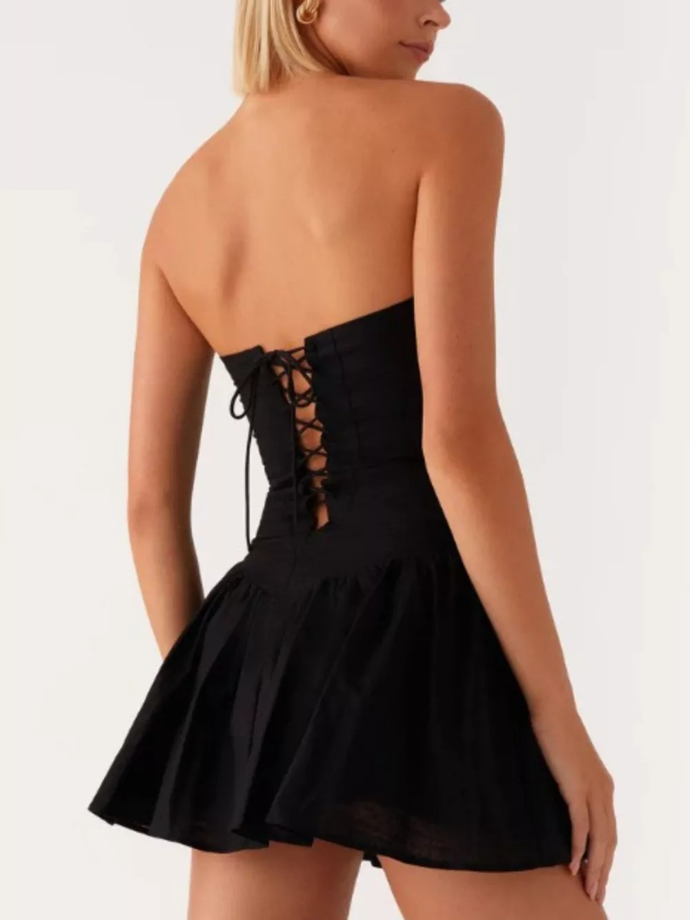 Lace Up Back Tube Dress, image 9