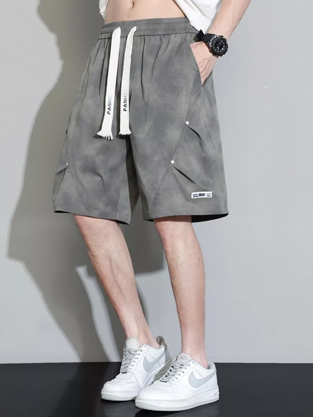 Men's Plus Size Casual Drawstring Cargo Shorts, image 5