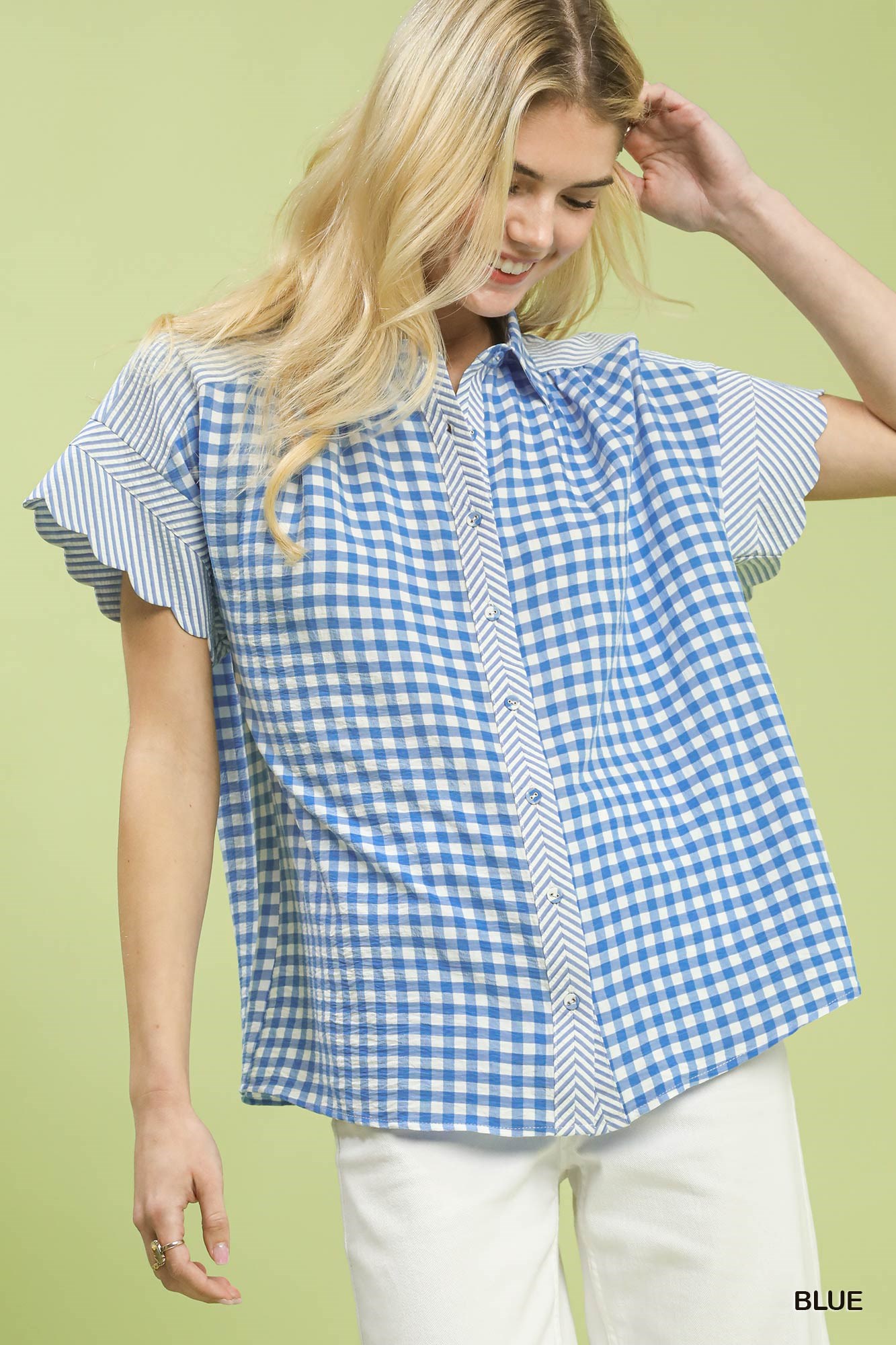 Mixed Gingham Short Sleeve Shirt