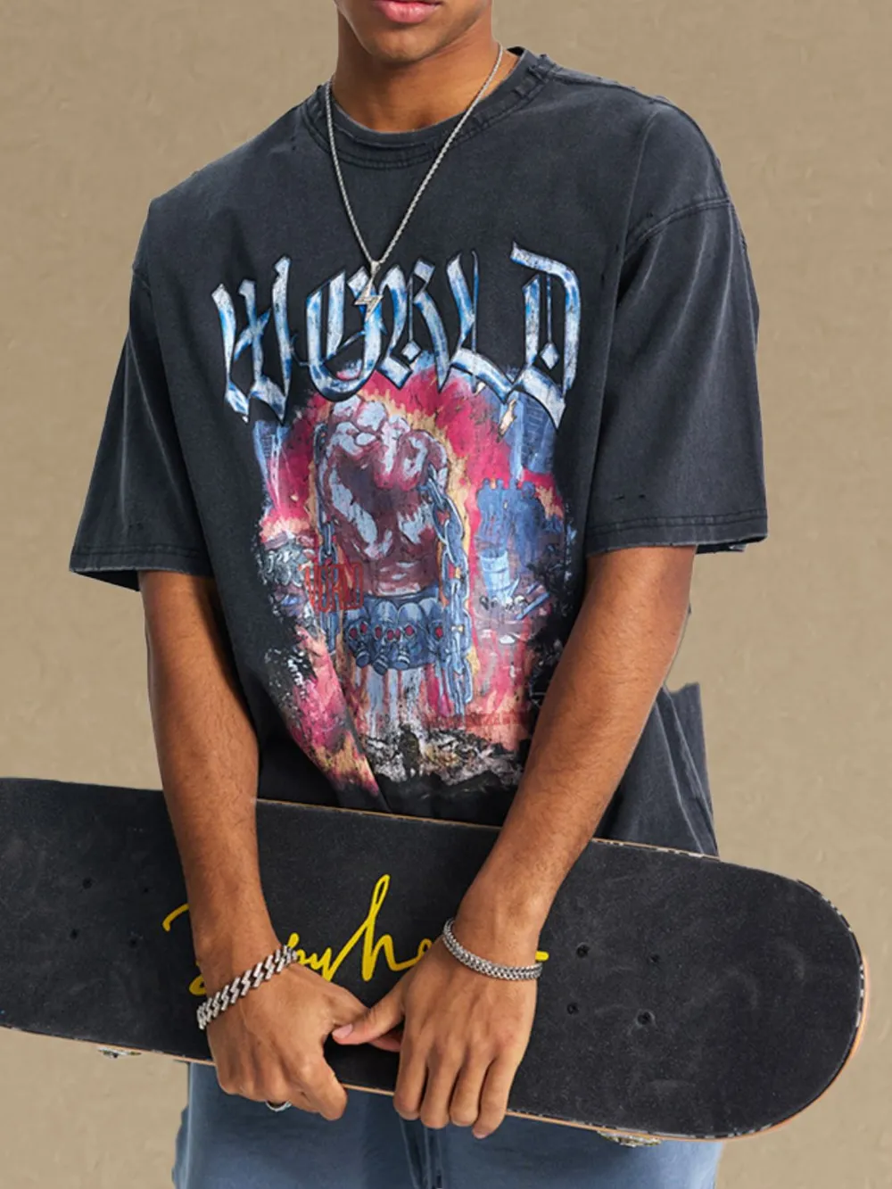 Men's Graphic Round Neck Half Sleeve T-Shirt, image 4