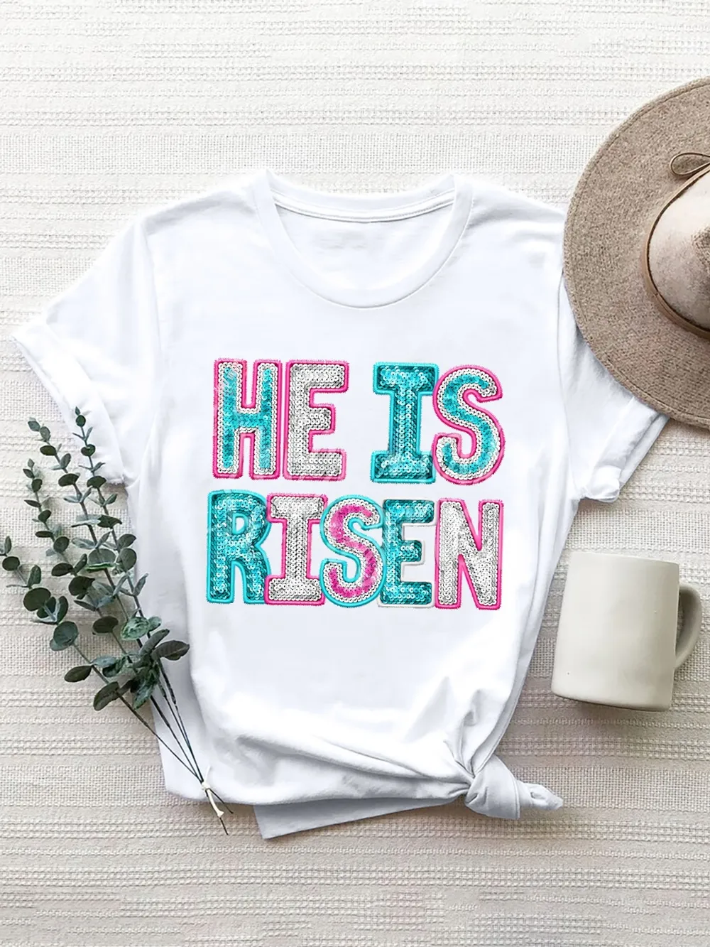 HE IS RISEN Sequin Round Neck T-Shirt, image 19