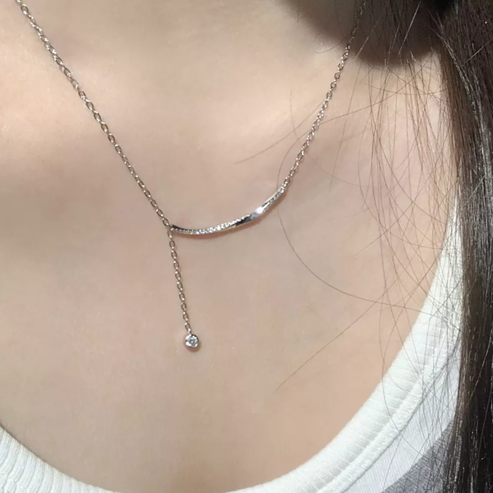 925 Sterling Silver Bar Chain Adjustable Necklace, image 2