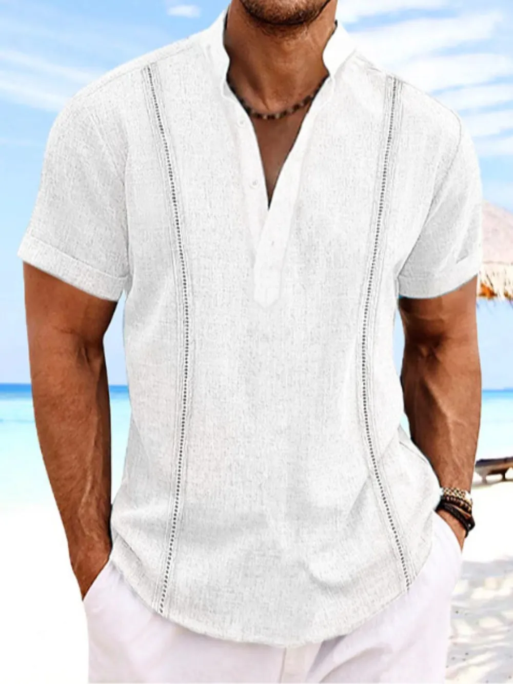 Men's Full Size Button Detail Short Sleeve Shirt Plus Size, image 4