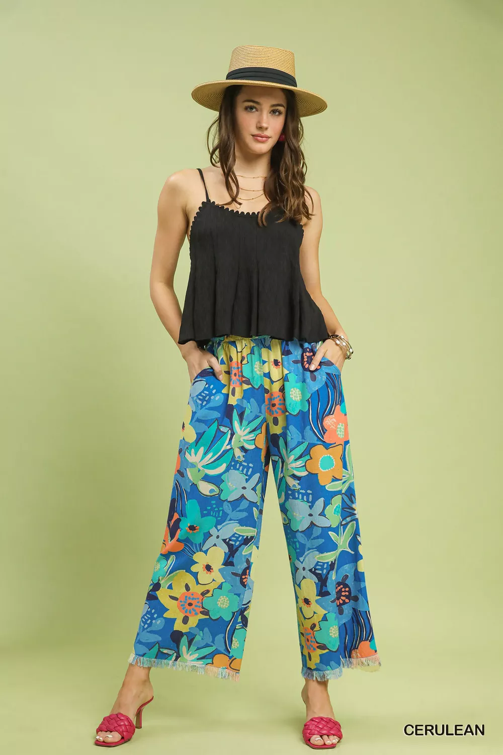 Floral Print Wide Leg Pants, image 2