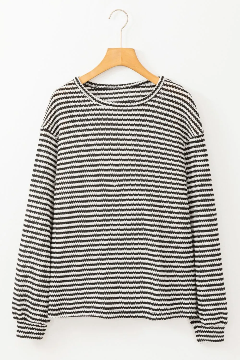 Striped Round Neck Long Sleeve Top, image 2