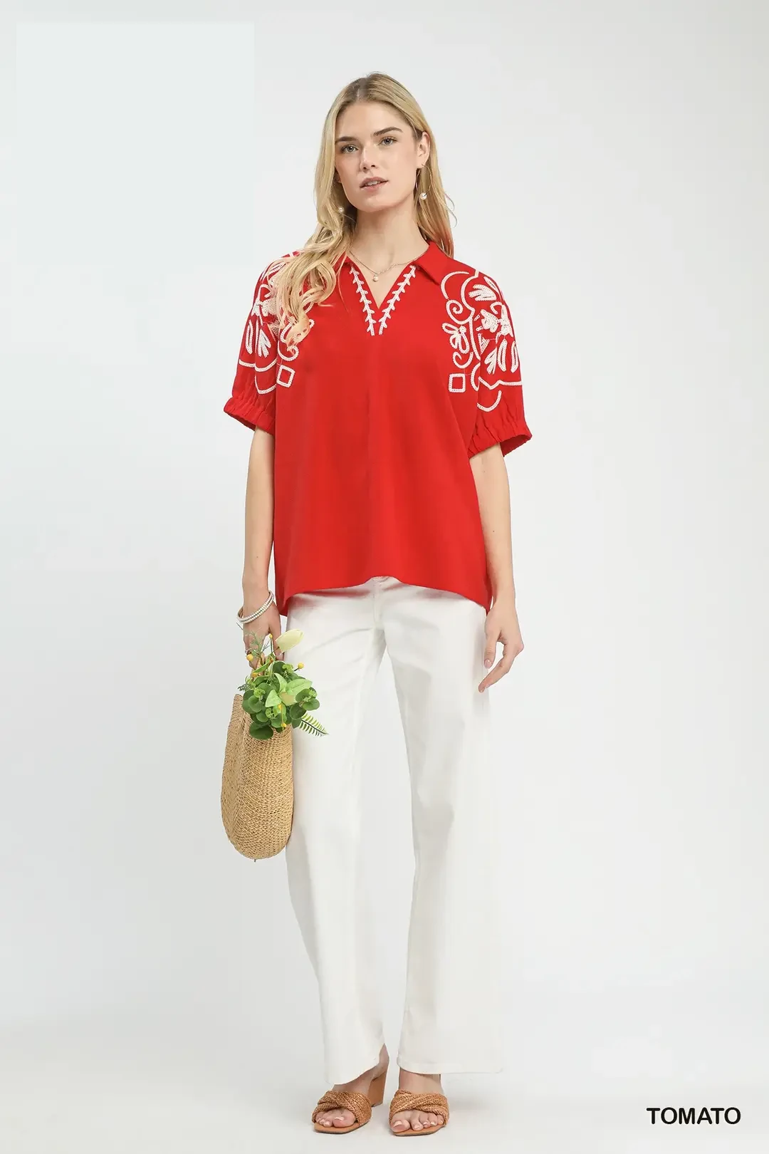 Floral Embroidered Sleeve Blouse, image 2