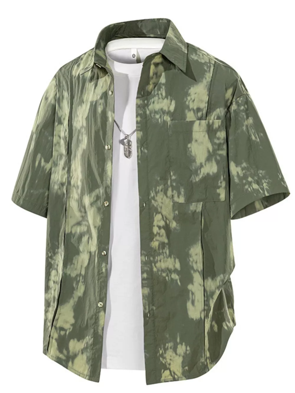 Men's Plus Size Tie-Dye Print Casual Short Sleeve Shirt, image 2