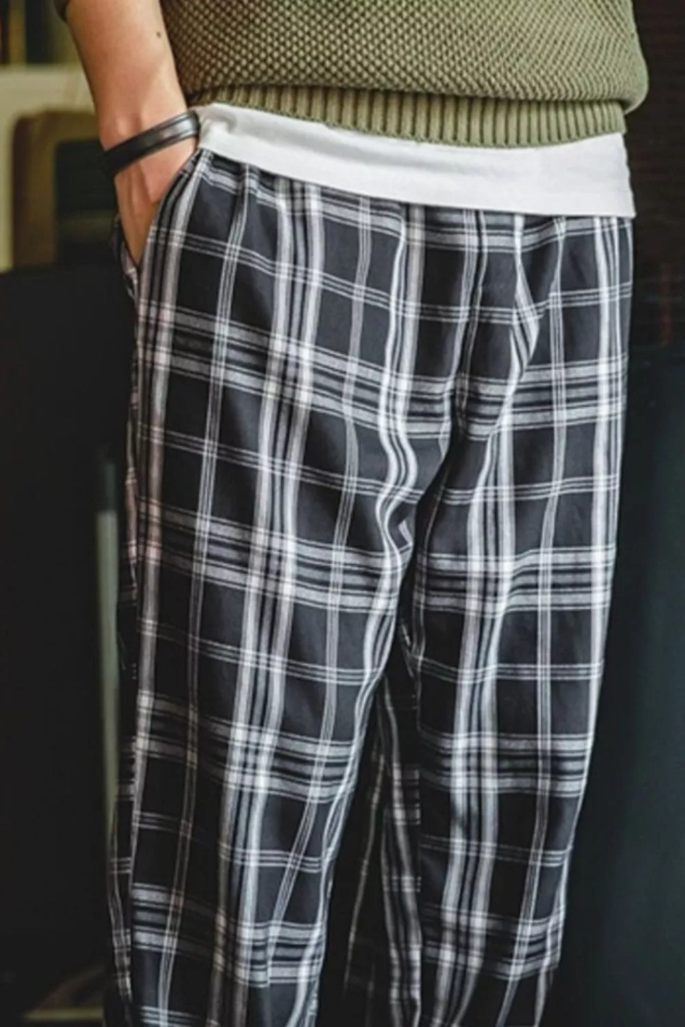 Men's Plus Size Casual Plaid Pants, image 2