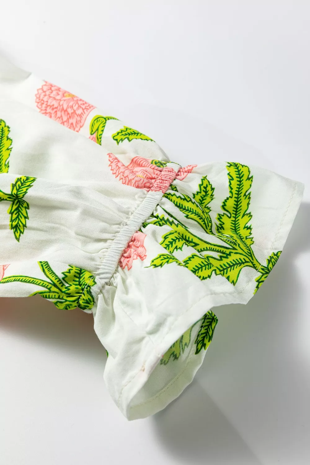 Floral Print Notched Ruffled Sleeve Blouse, image 8