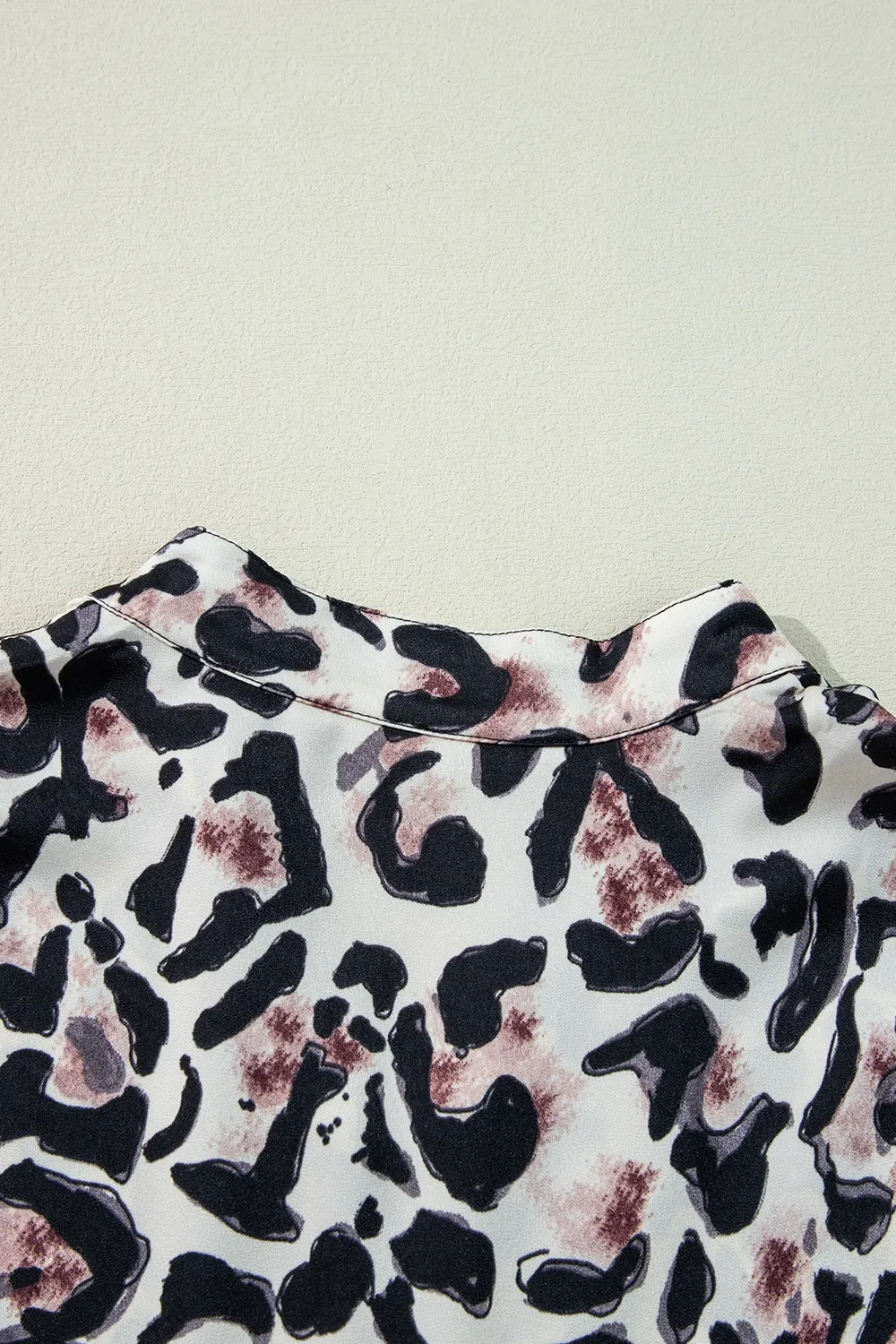 Leopard Print Buttoned Front 3/4 Sleeve Tiered Ruffled Hem Dress, image 3