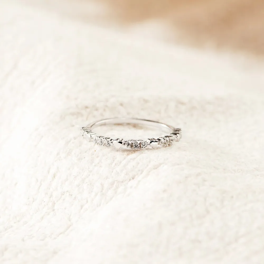 925 Sterling Silver Inlaid Zircon Ring, image 3