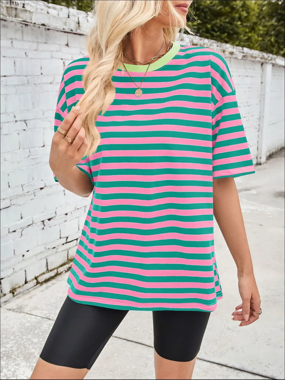 Striped Round Neck Half Sleeve T-Shirt, image 21