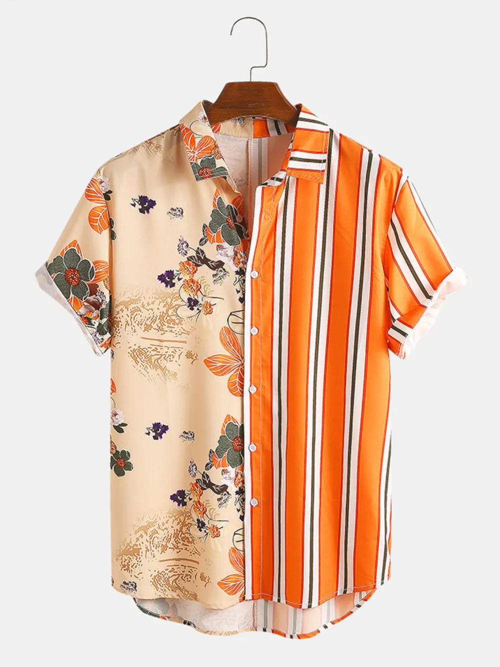 Men's Full Size Printed Button Up Short Sleeve Shirt Plus Size, image 2
