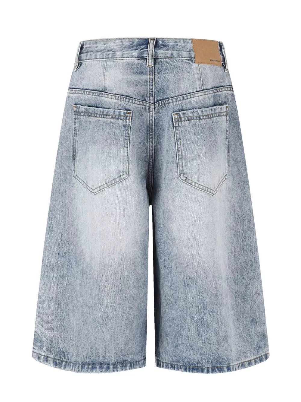 Men's High-Waisted Asymmetric Button-Fly Wide-Leg Denim Capris, image 3