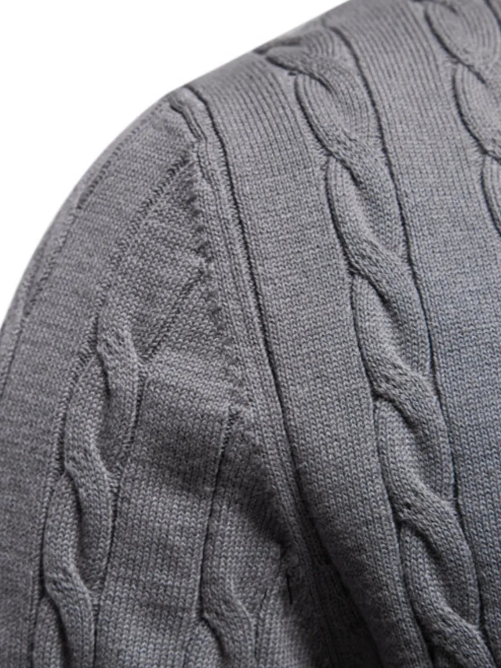 Men's Cable-Knit Round Neck Long Sleeve Sweater, image 4