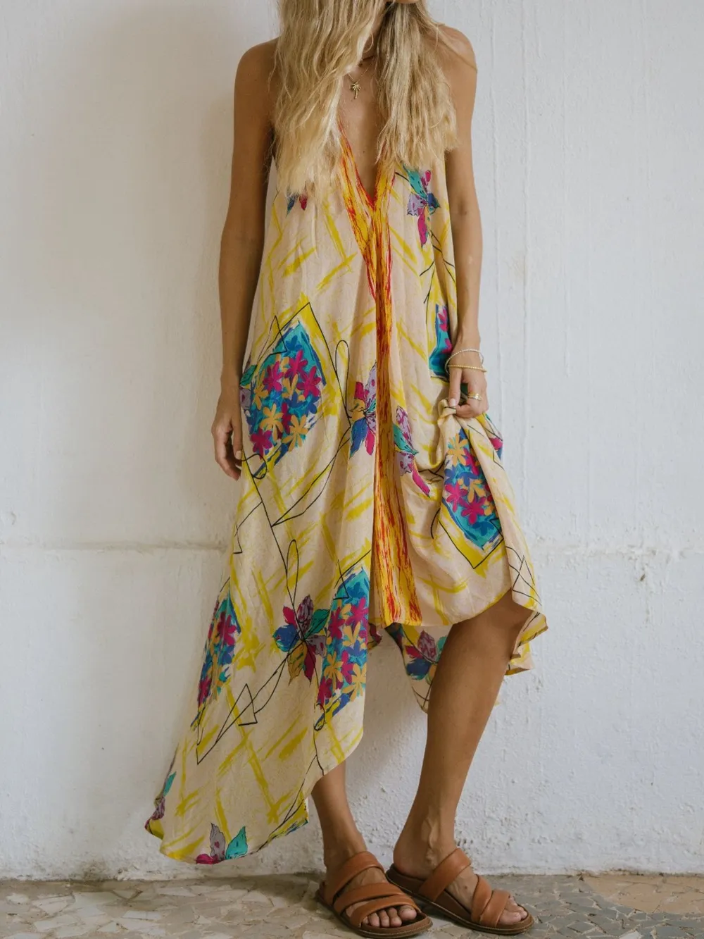 Backless Printed Halter Neck Maxi Dress, image 10