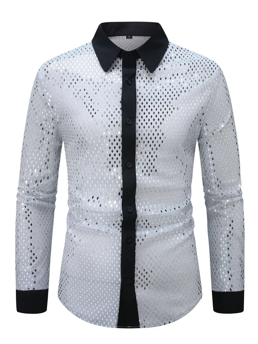 Men's Full Size Openwork Long Sleeve Shirt Plus Size, image 3