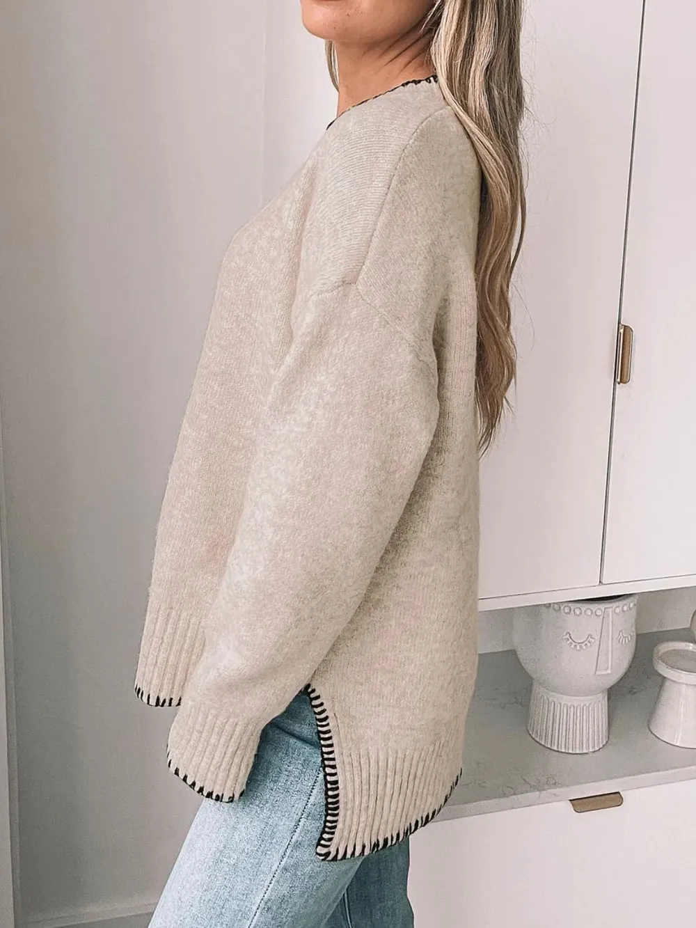 Round Neck Long Sleeve Sweater, image 2