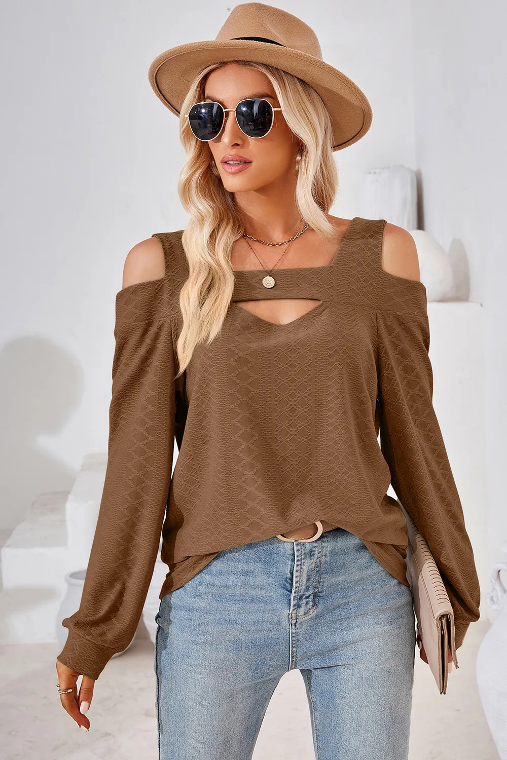 Cutout Square Neck Cold Shoulder T-Shirt, image 18