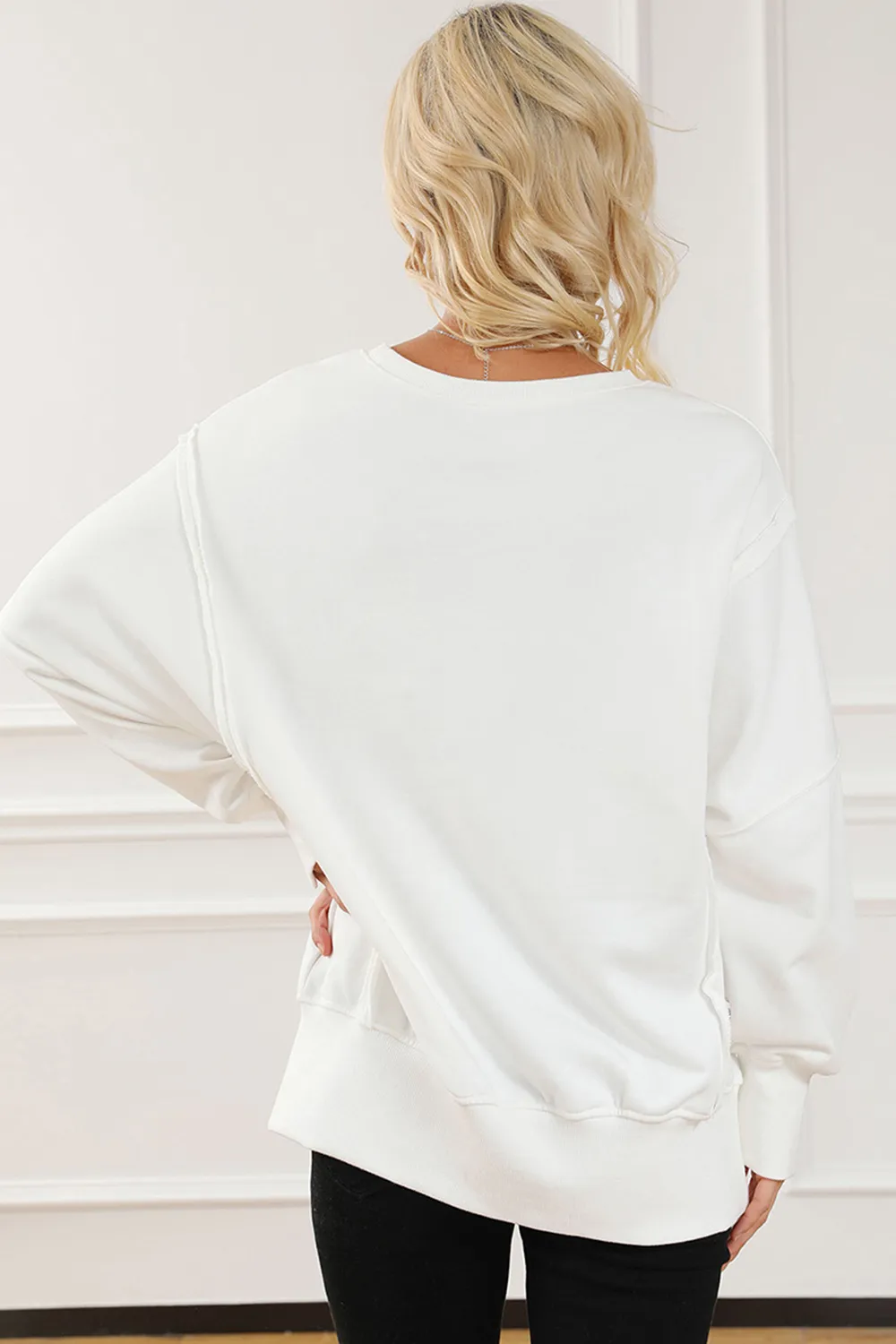 Exposed Seam High-Low Long Sleeve Sweatshirt, image 17