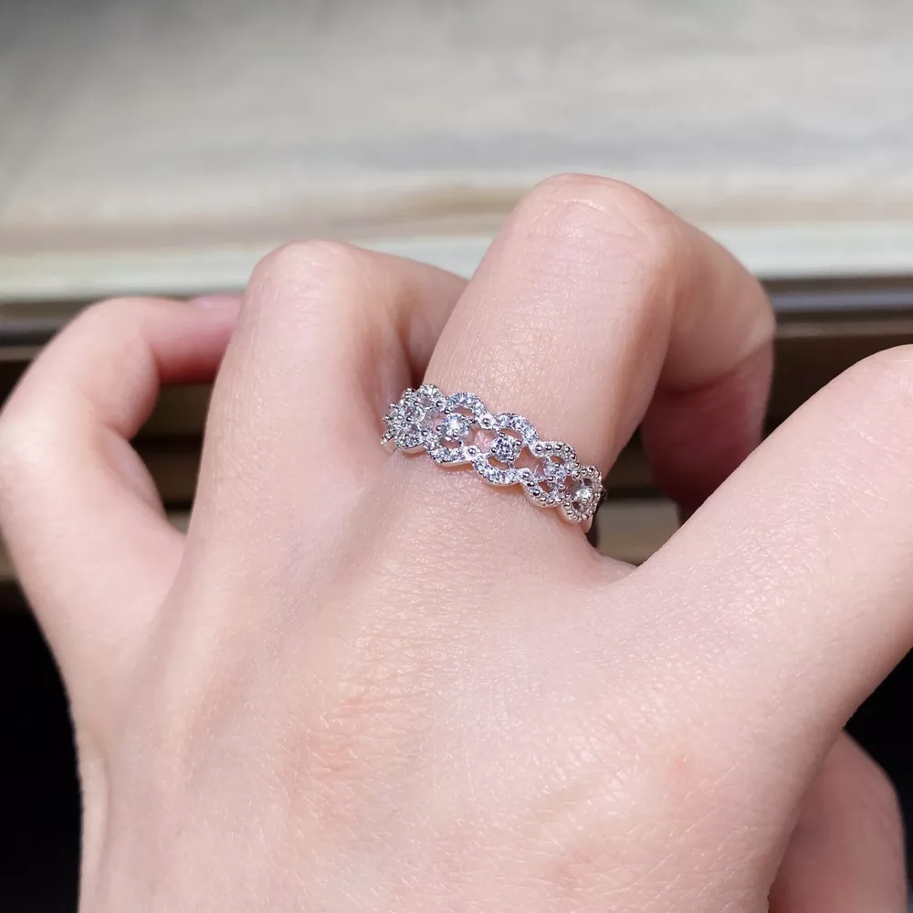 925 Sterling Silver Zircon Band Ring, image 2