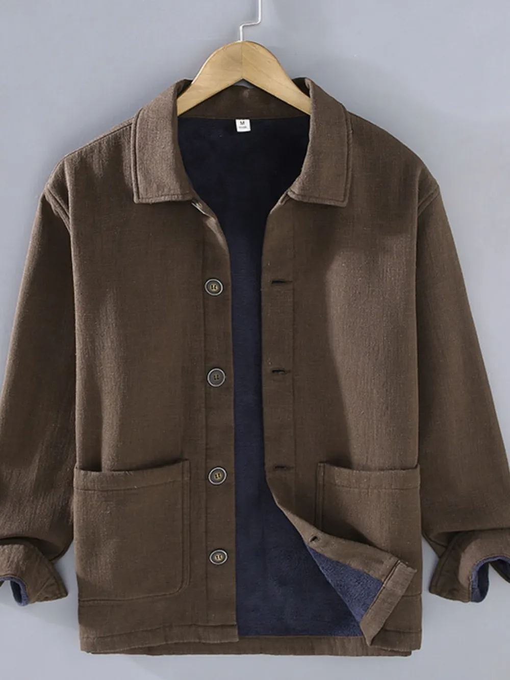 Men's Plus Size Button Up Long Sleeve Shacket, image 2