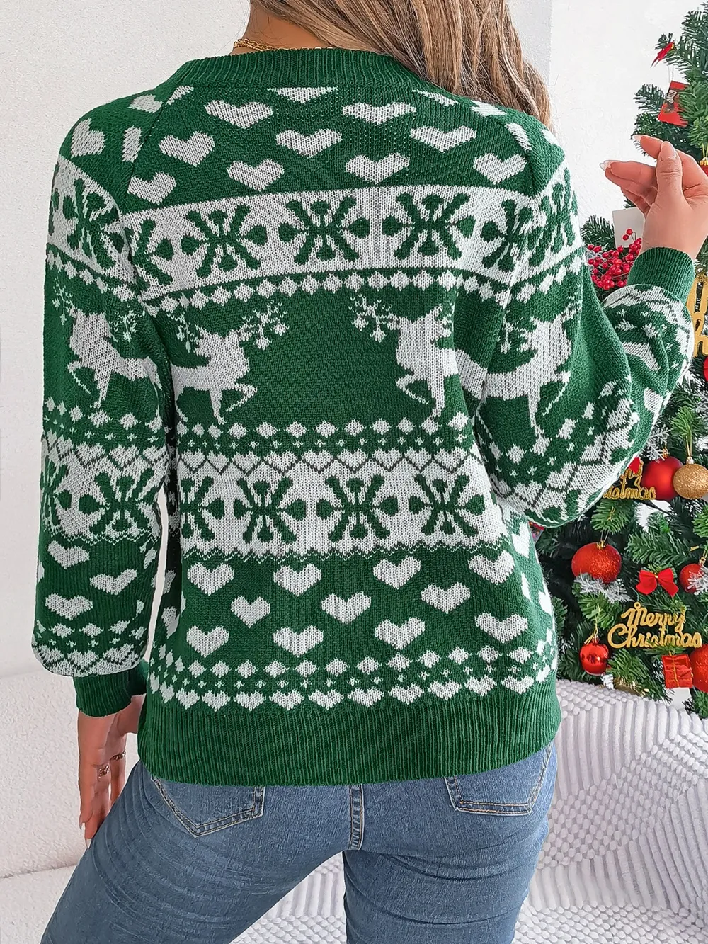 Christmas Element Round Neck Long Sleeve Sweater, image 5