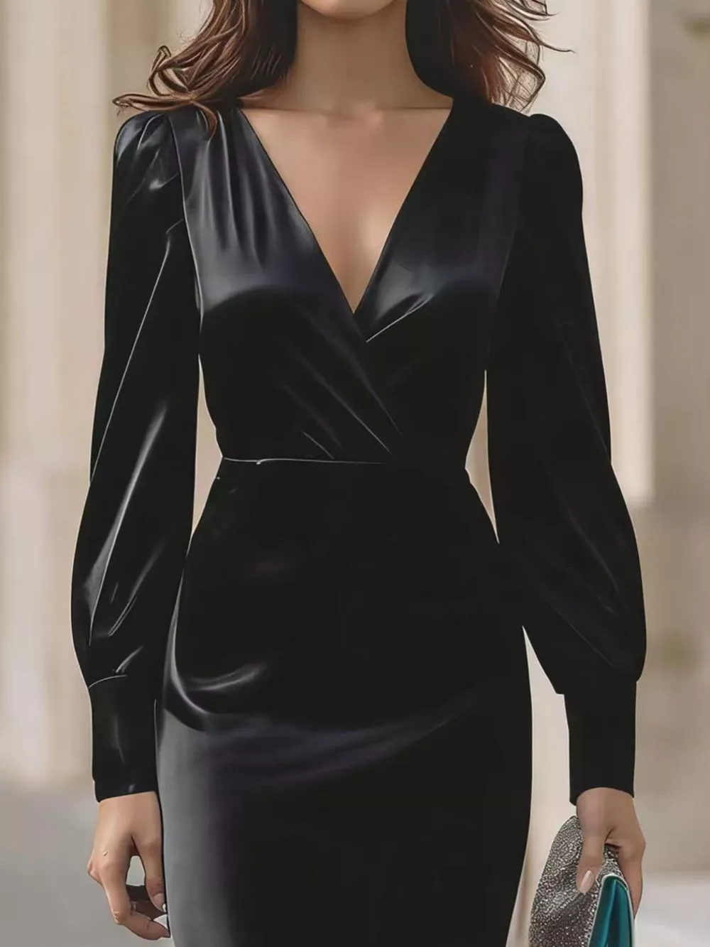 Surplice Long Sleeve Dress, image 5