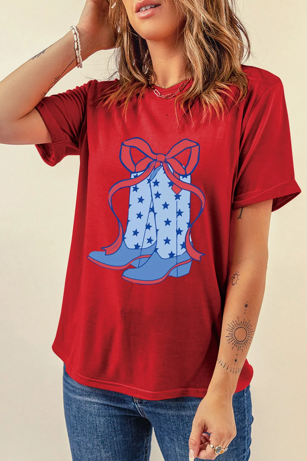 Boot Graphic Round Neck Short Sleeve T-Shirt, image 2
