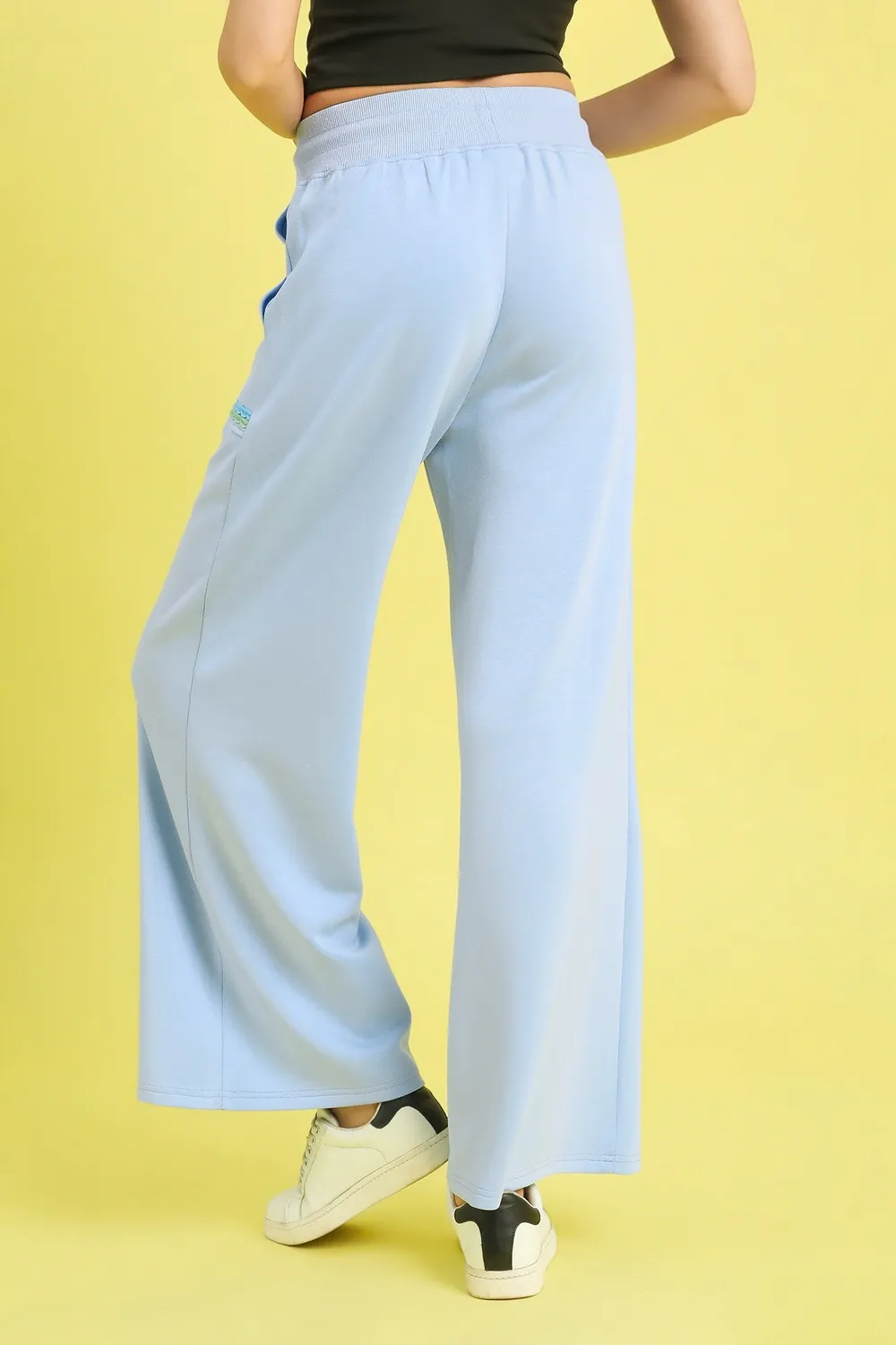 Drawstring Wide Leg Pants with Scallop Trim Detail, image 2