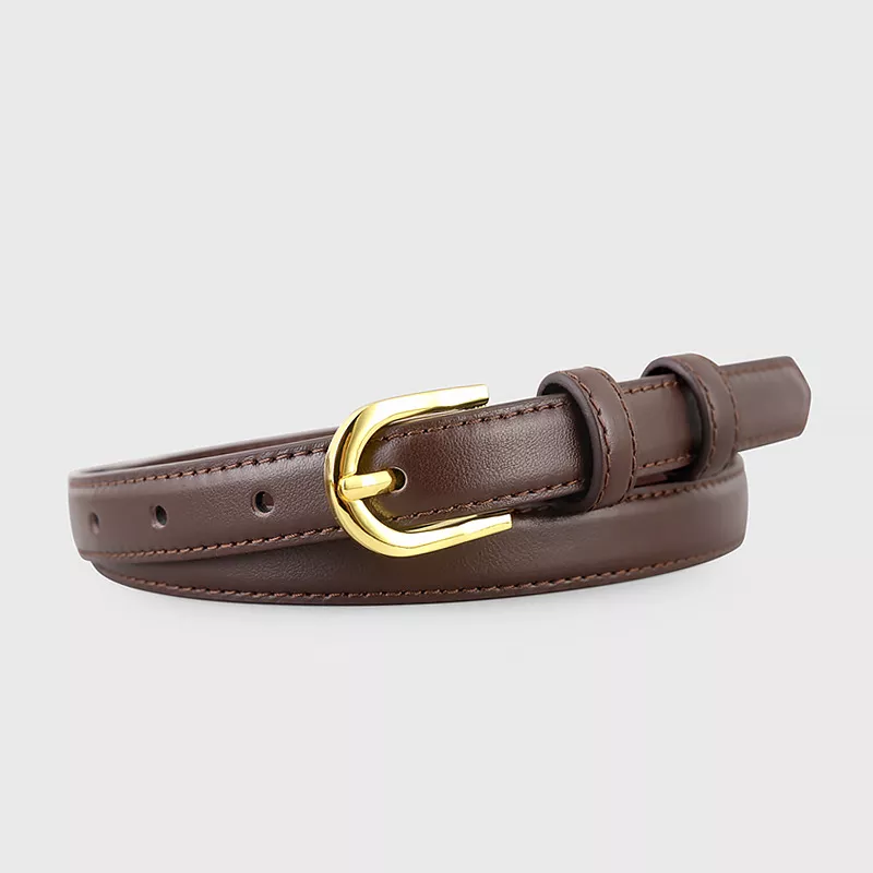 Leather Belt with Golden Buckle, image 7