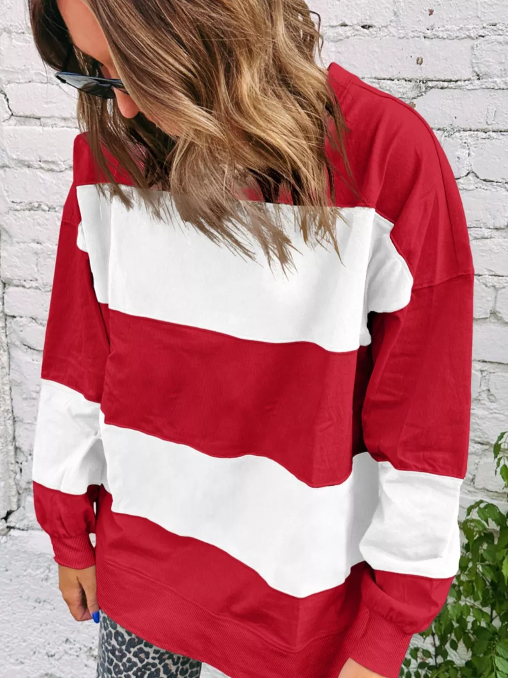 Colorblock Drop Shoulder Baggy Sweatshirt, image 2