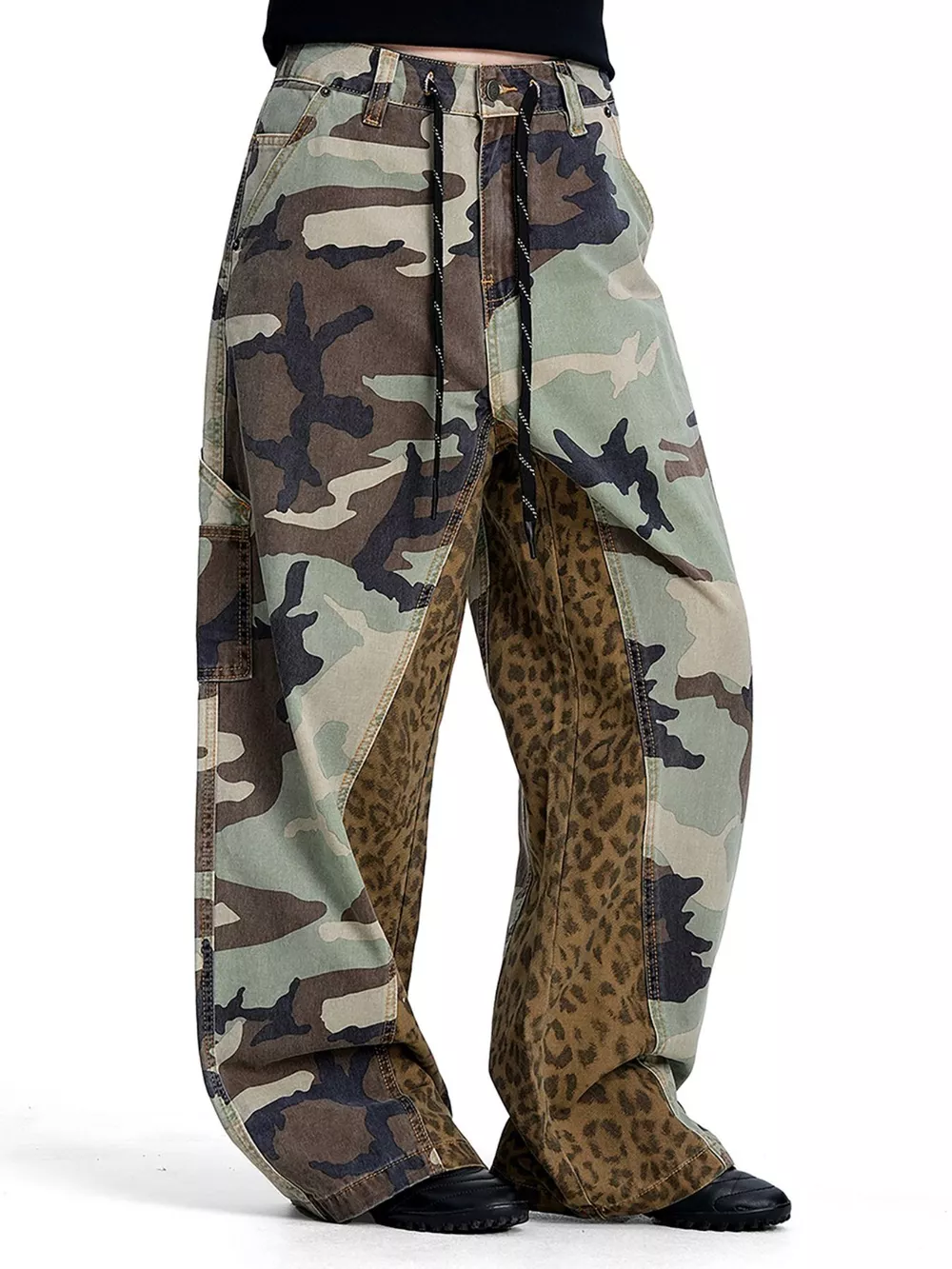 Men's Camouflage Leopard Patchwork Cargo Pants, image 2