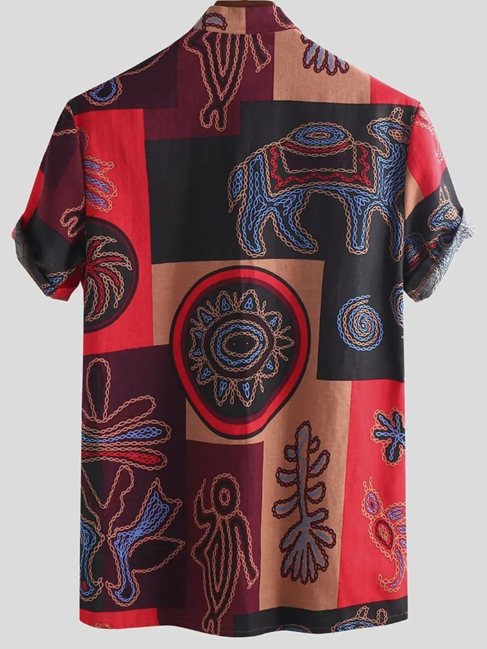 Men's Full Size Ethnic Print Short Sleeve Shirt Plus Size, image 2