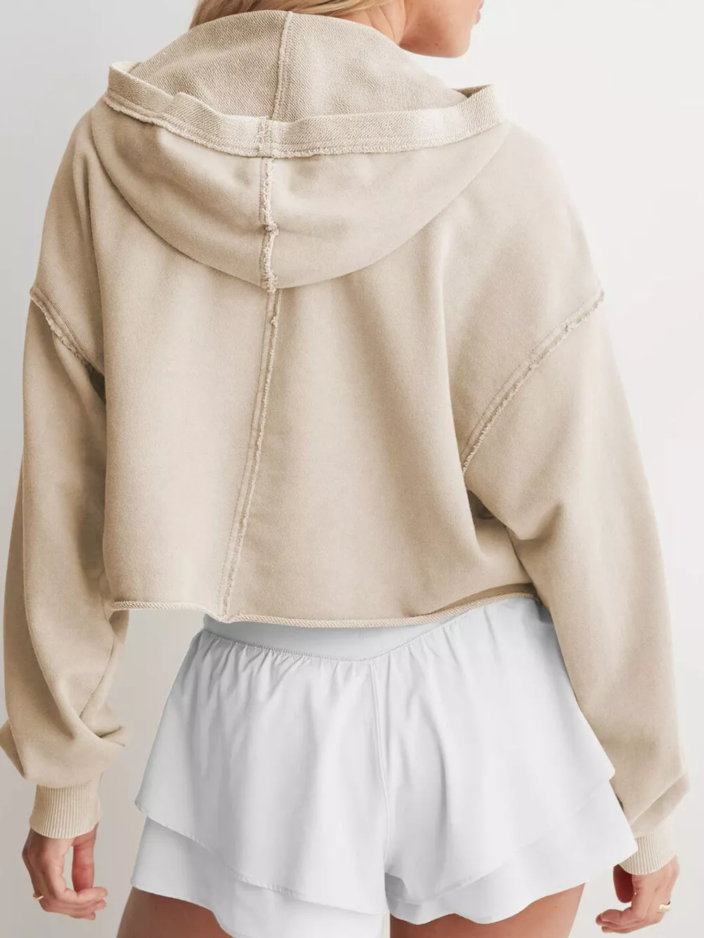 Exposed Seam Dropped Shoulder Hoodie, image 12