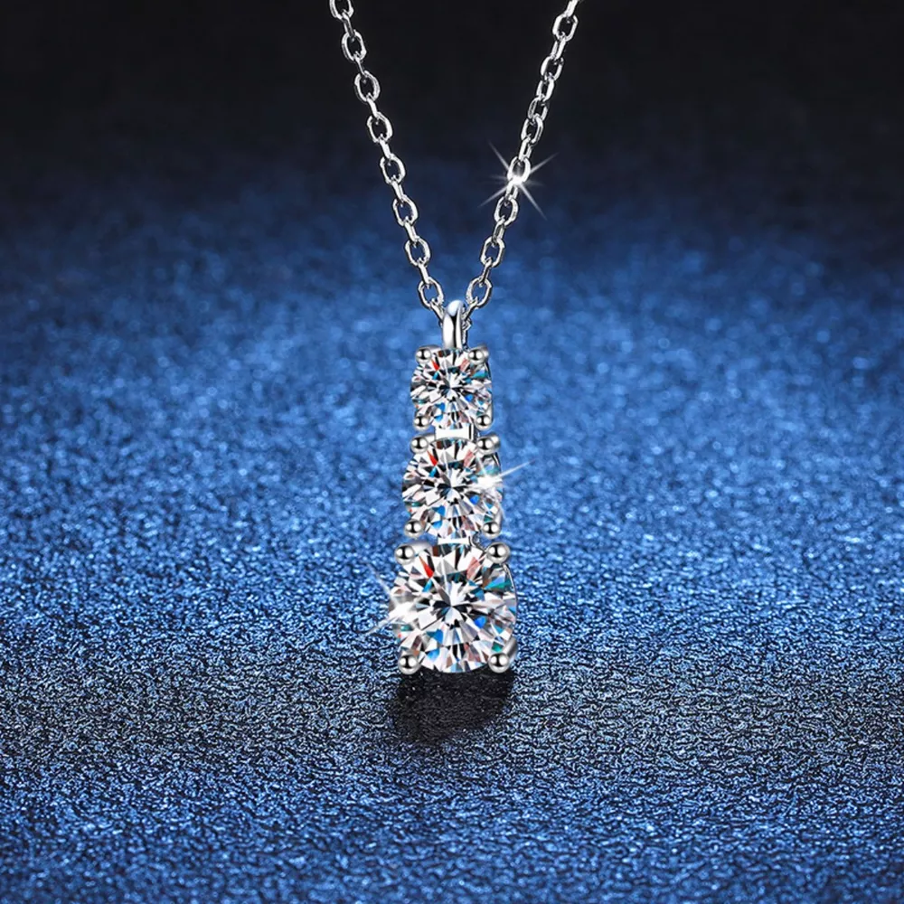 1.8 Carat Moissanite 925 Sterling Silver Pendant Necklace, image 2
