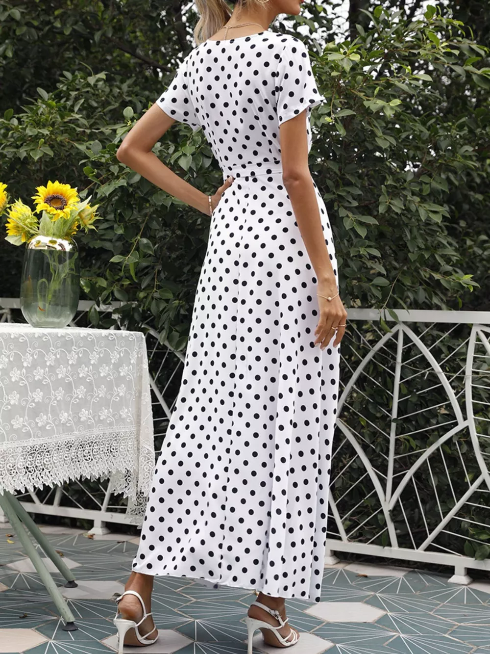 Polka Dot Wrap Maxi Dress, image 6