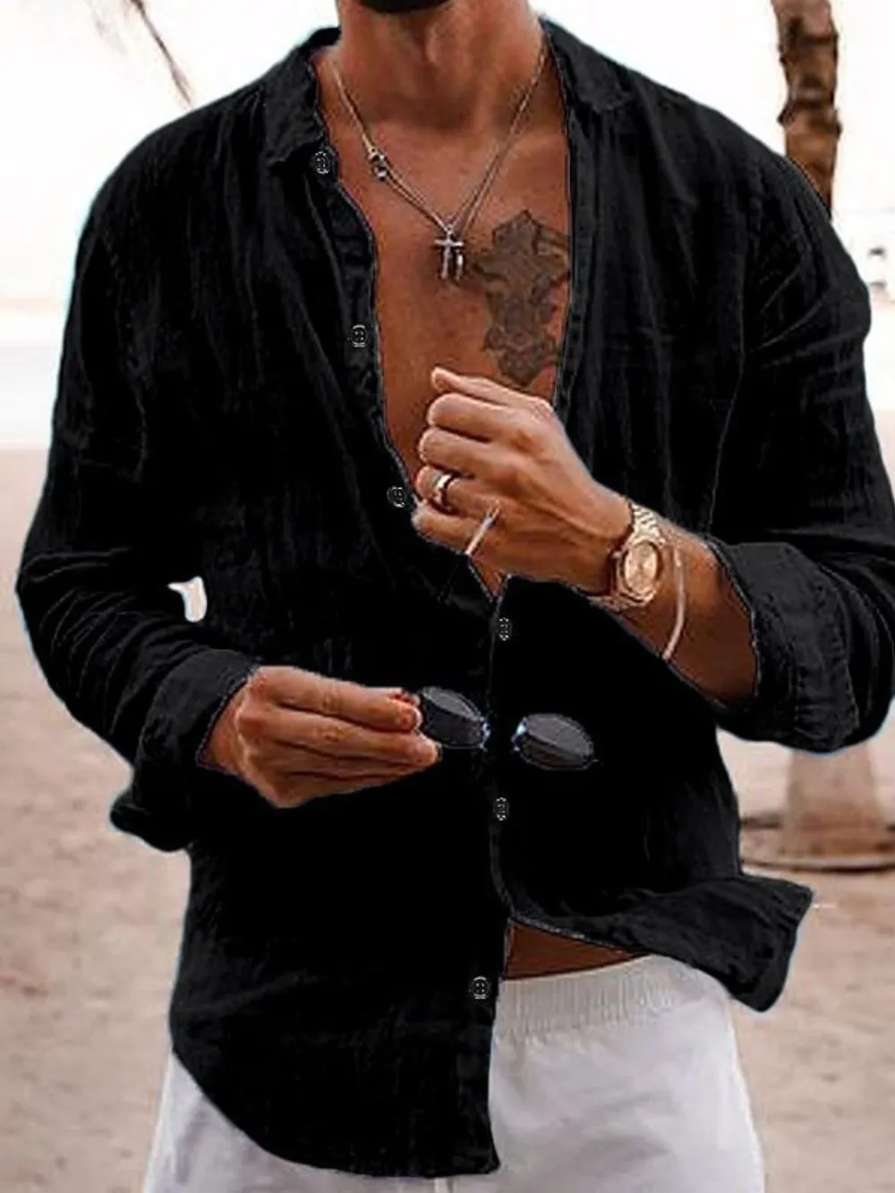 Men's Full Size Button Up Long Sleeve Shirt Plus Size