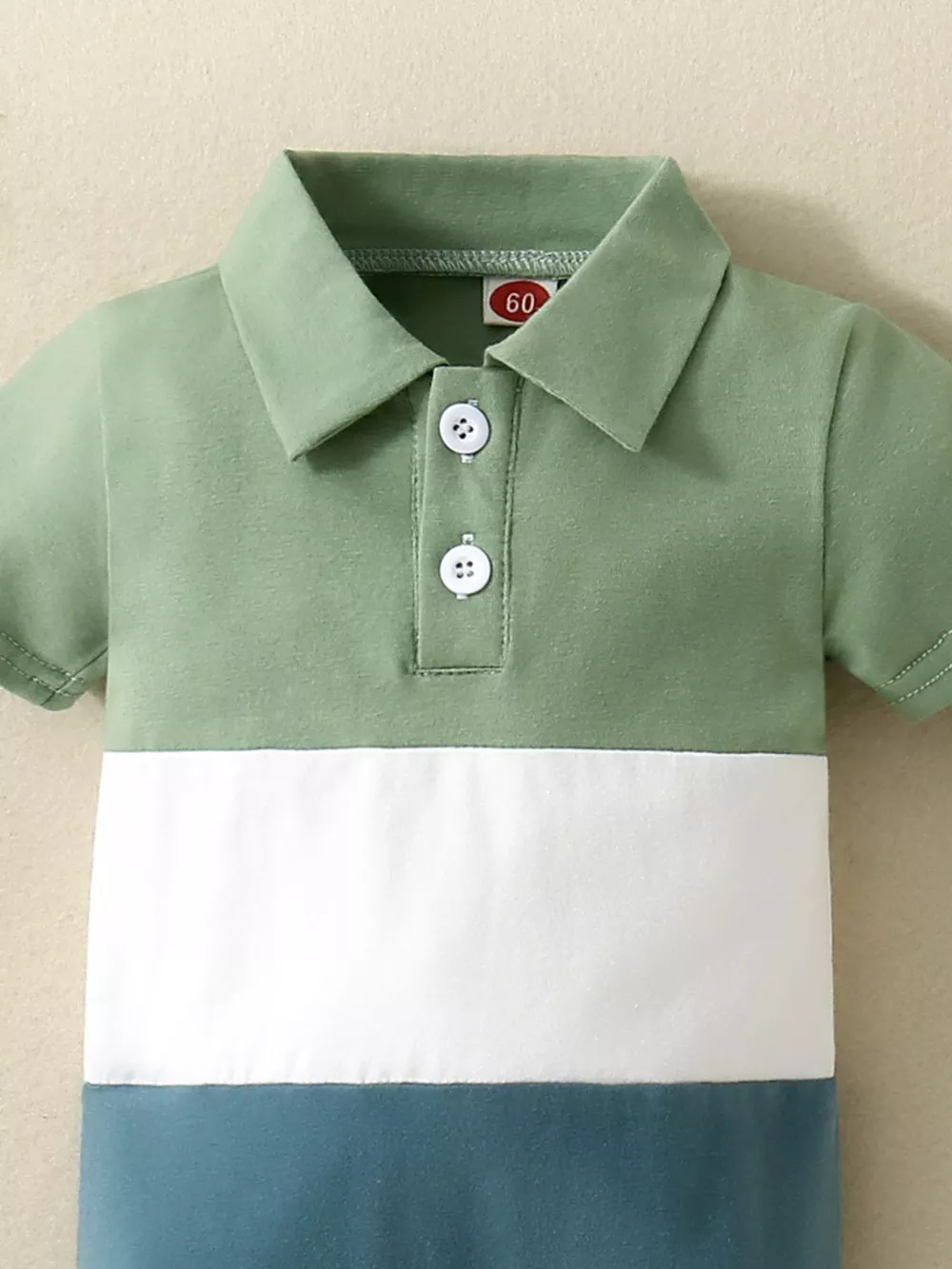 Children's Color Block Polo Collar Short Sleeve One-Piece, image 4
