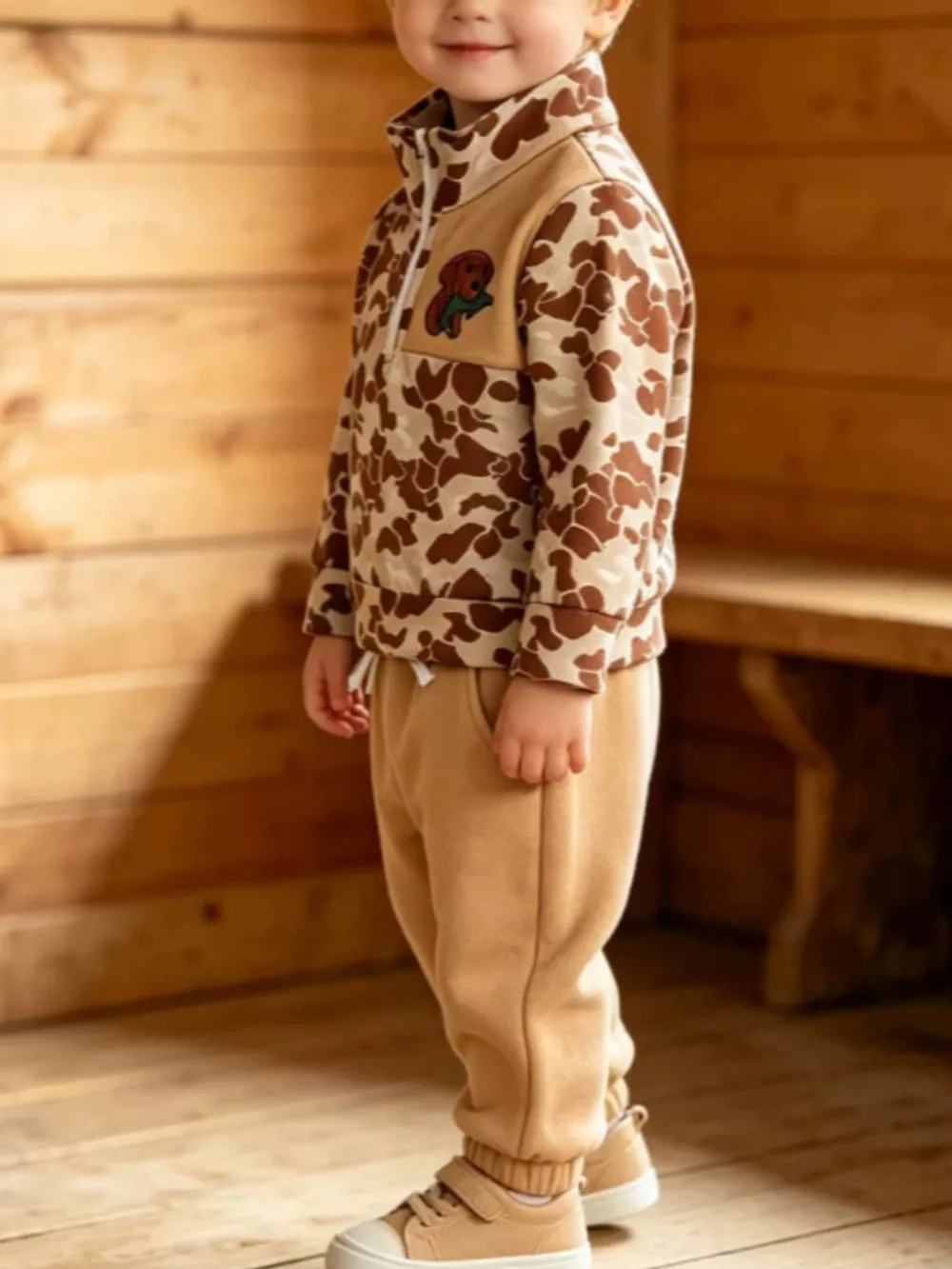 Children's Camouflage Quarter-Zip Top and Joggers Set, image 4