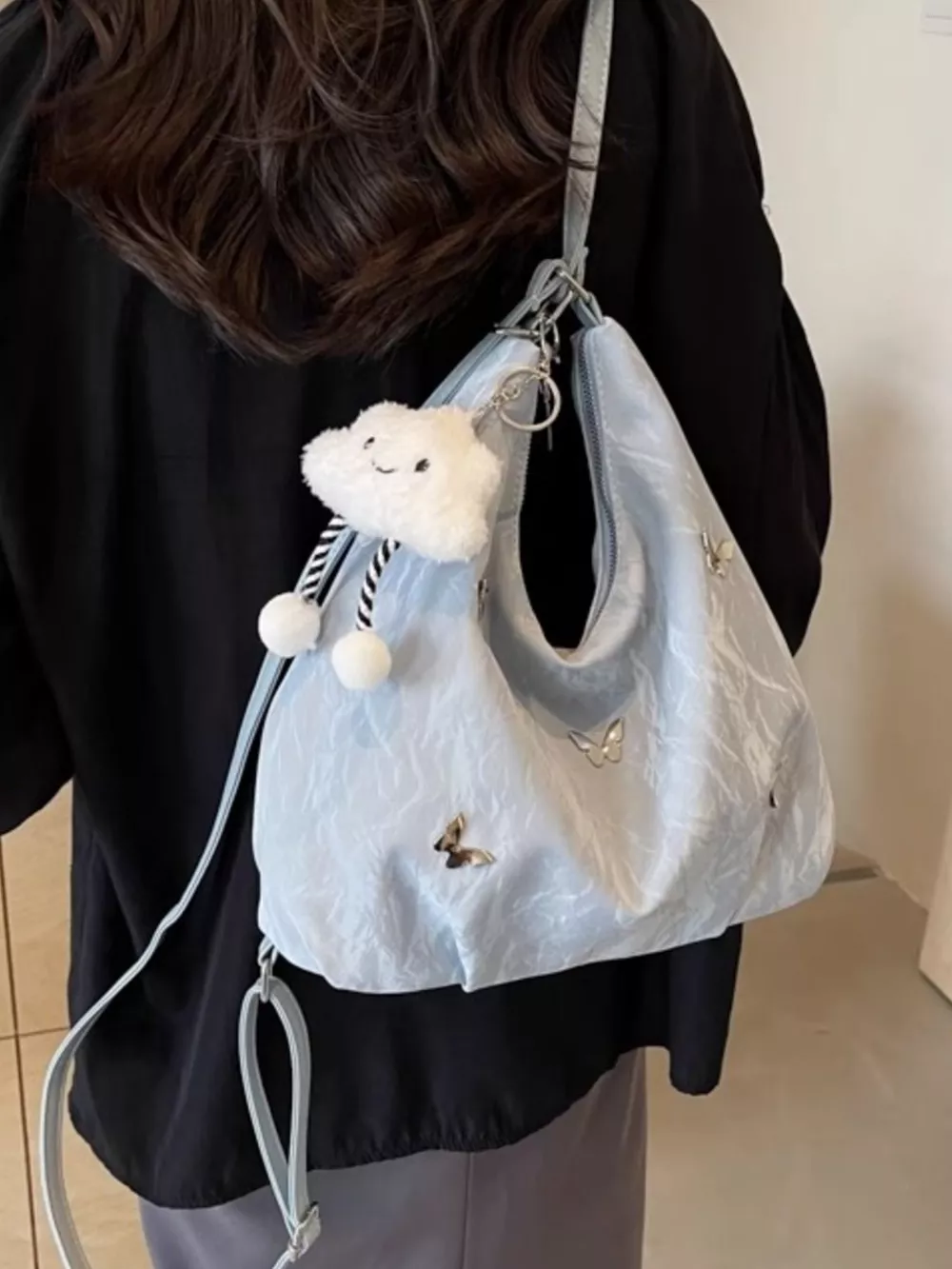 Convertible Cloud Charm Decor Shoulder Bag, image 2