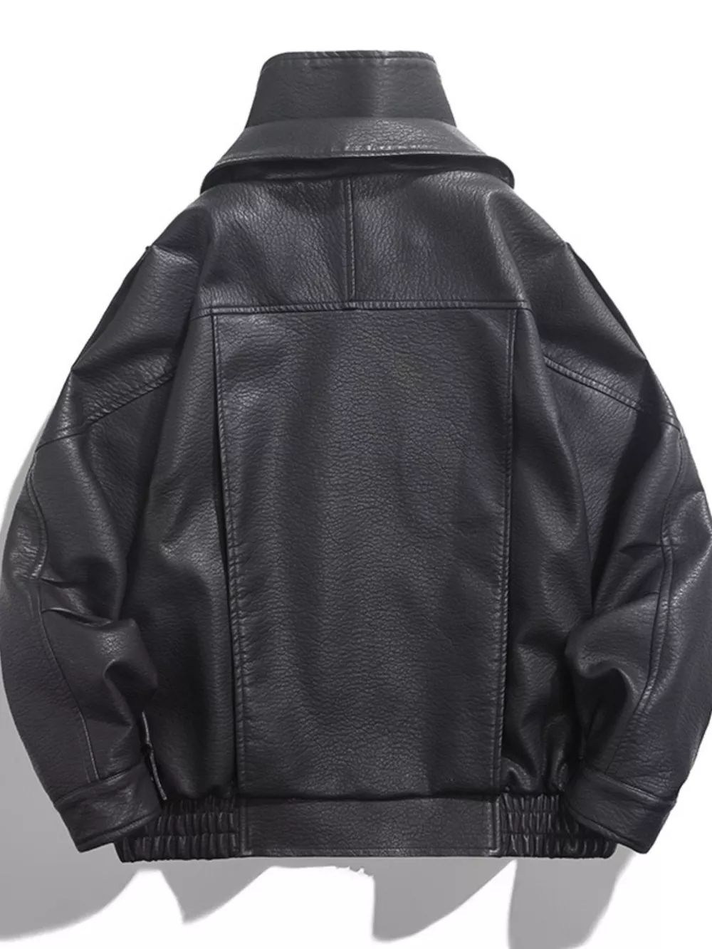 Men's Zip Up Leather Moto Jacket, image 2