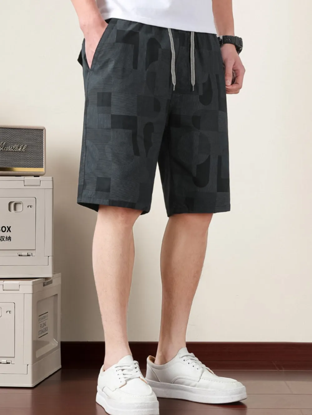 Men's Plus Size Drawstring Shorts with Pockets, image 4