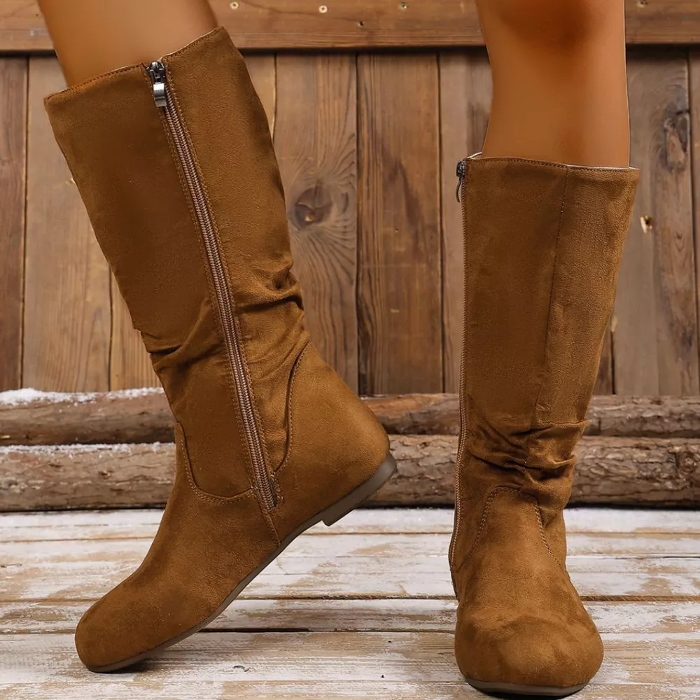 Round Toe Side Zip Boots, image 4
