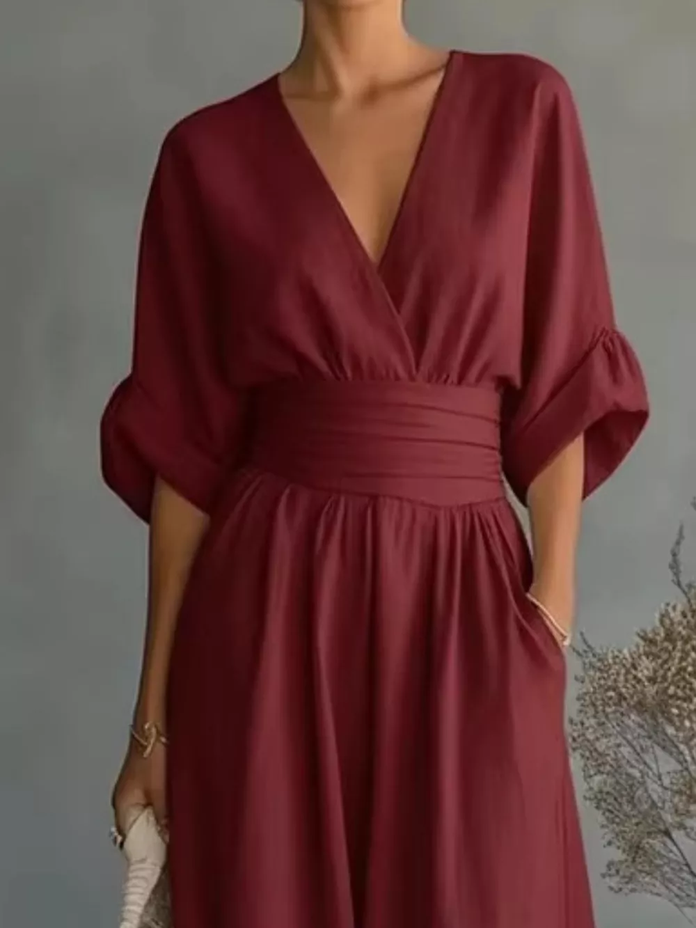 Full Size Half Sleeve Wide-Leg Jumpsuit Plus Size, image 12